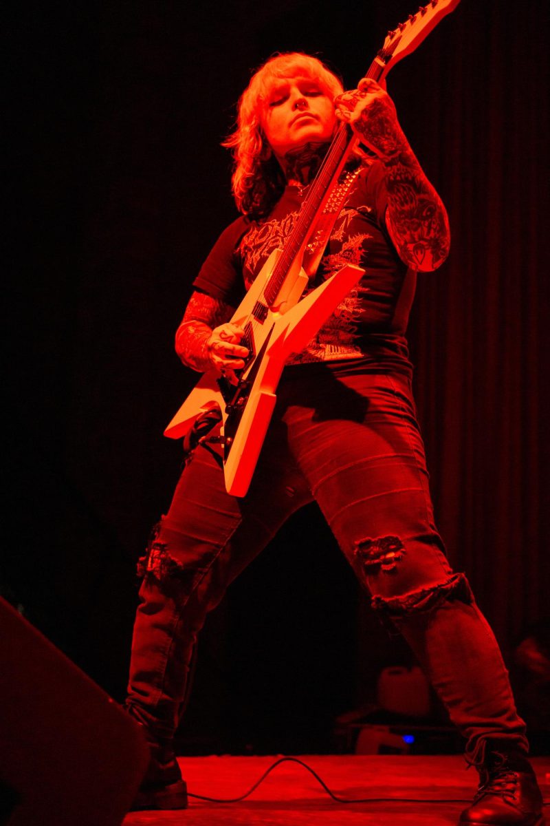 Lead guitarist Aesop Mongo of No Cure performs on stage at Red Flag Concert Hall in St. Louis, Mo., on Nov. 1, 2025.